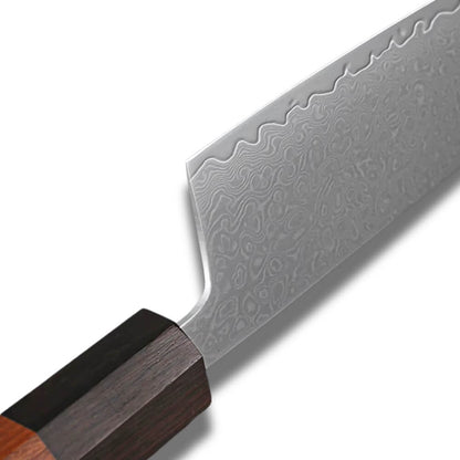 Chef Knife Gyuto 8.2" - VG10 Damascus Steel - Black and Brown Rosewood Handle